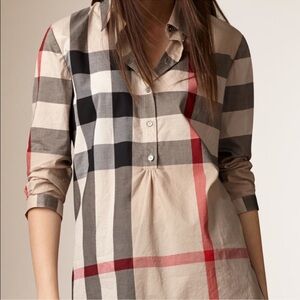 Burberry Brit Classic Plaid Print 3/4 Sleeve Size L